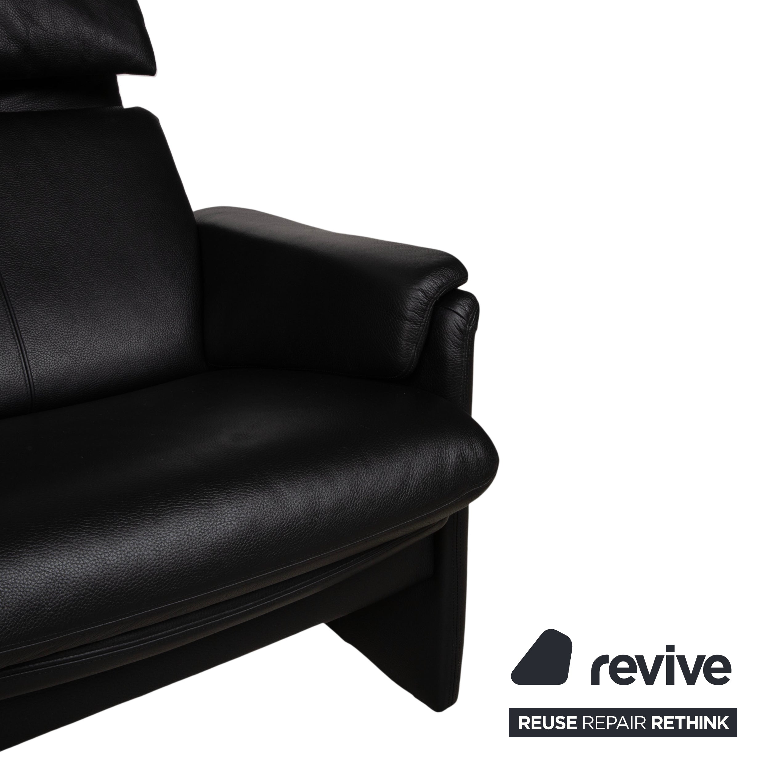 Erpo Lugano Leather Three-Seater Black Manual Function Sofa Couch