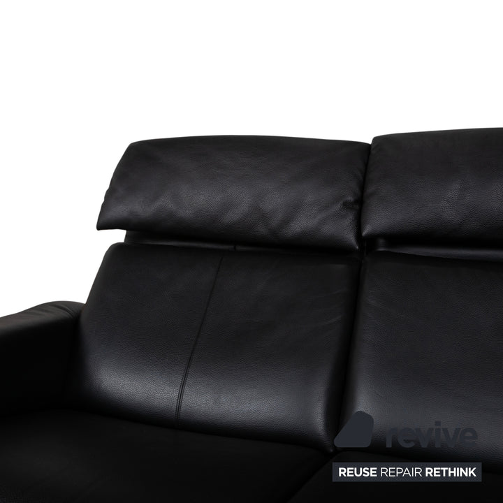 Erpo Lugano Leder Dreisitzer Schwarz manuelle Funktion Sofa Couch