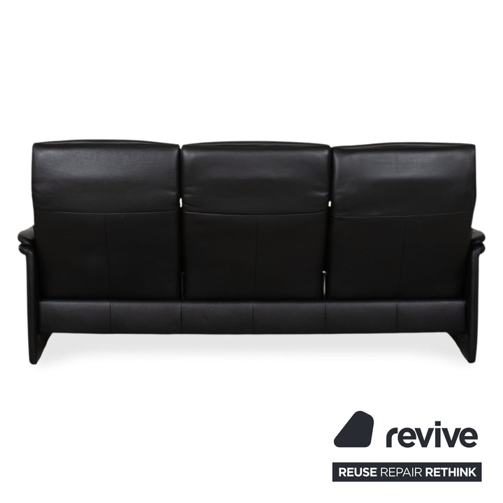 Erpo Lugano Leder Dreisitzer Schwarz manuelle Funktion Sofa Couch