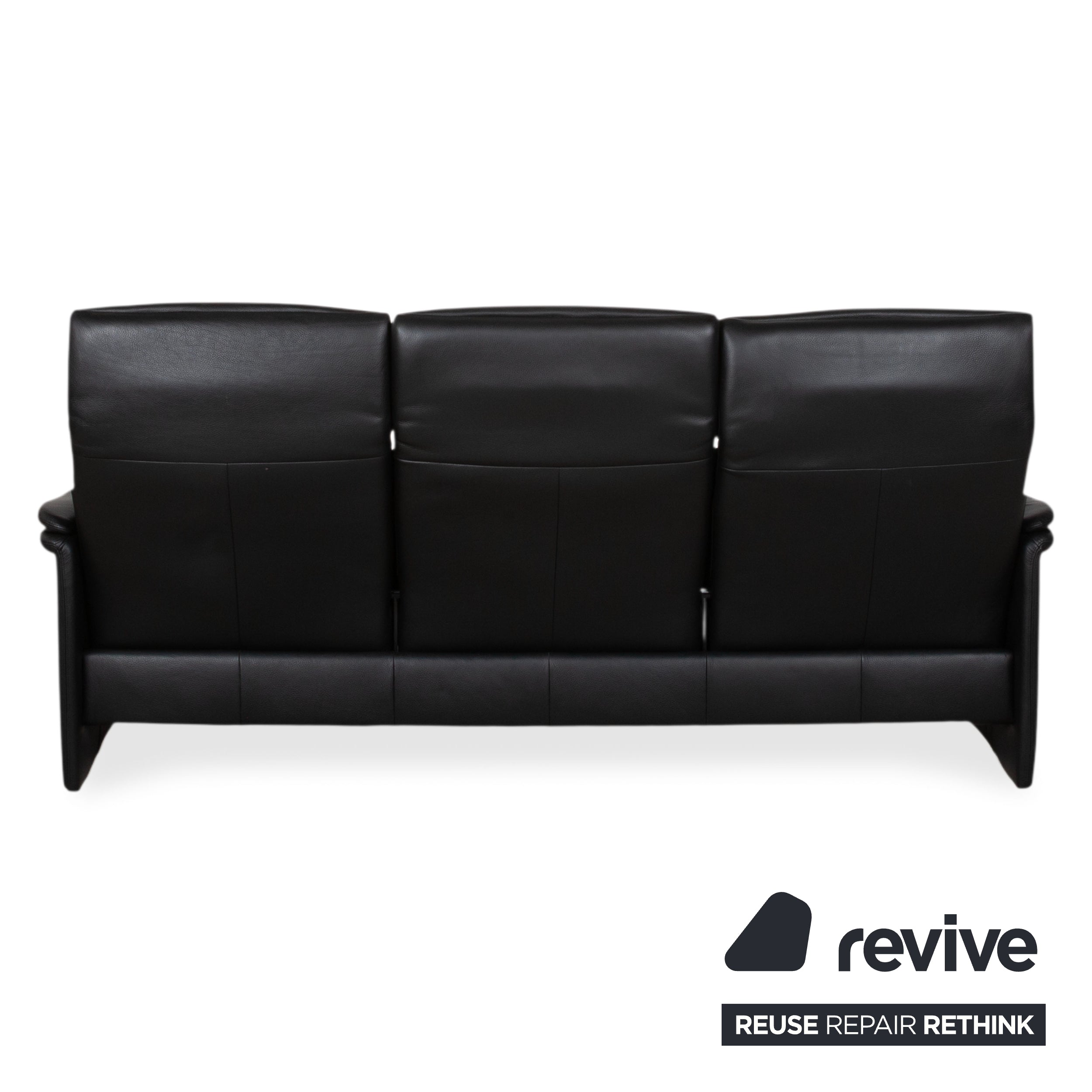 Erpo Lugano Leather Three-Seater Black Manual Function Sofa Couch