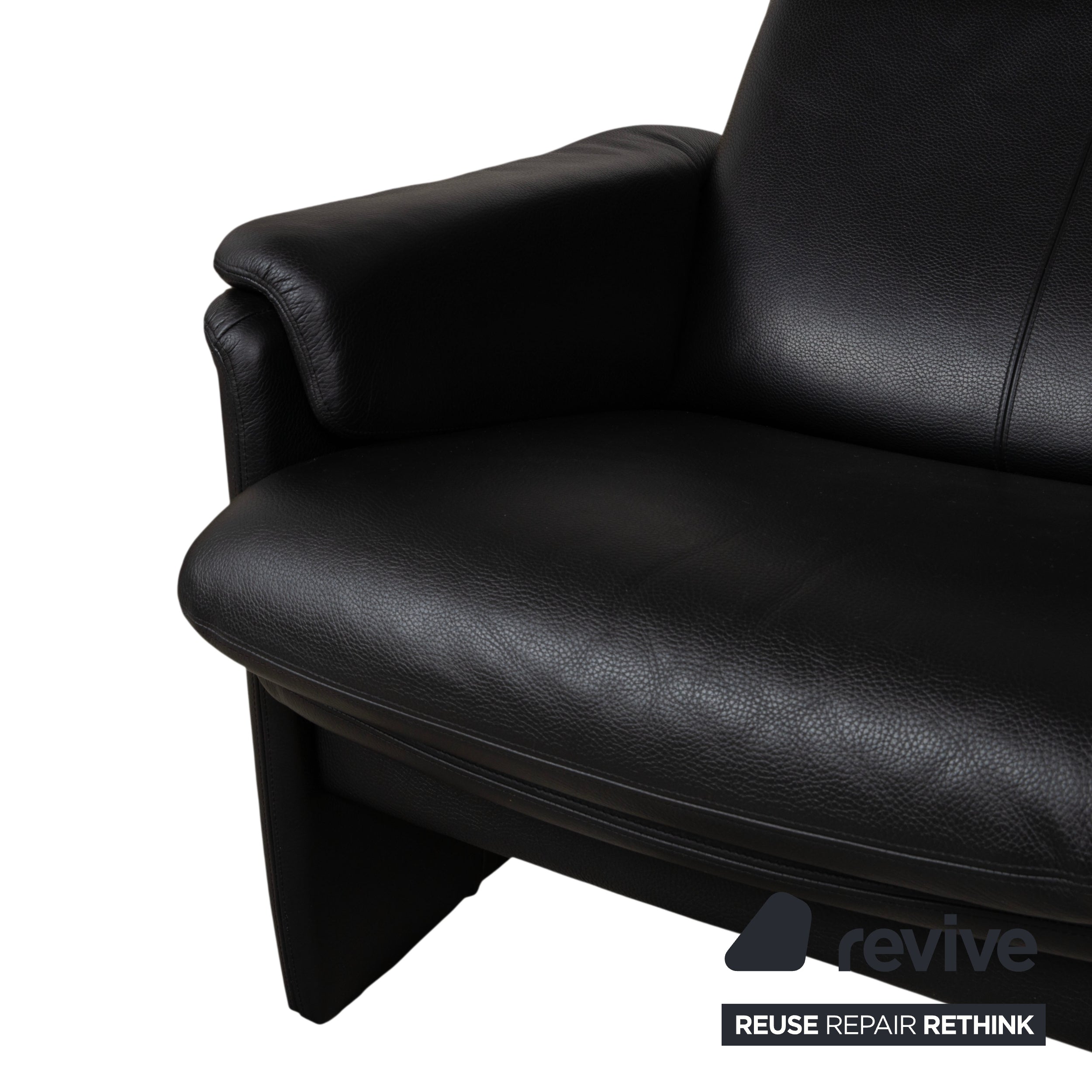 Erpo Lugano Leather Three-Seater Black Manual Function Sofa Couch