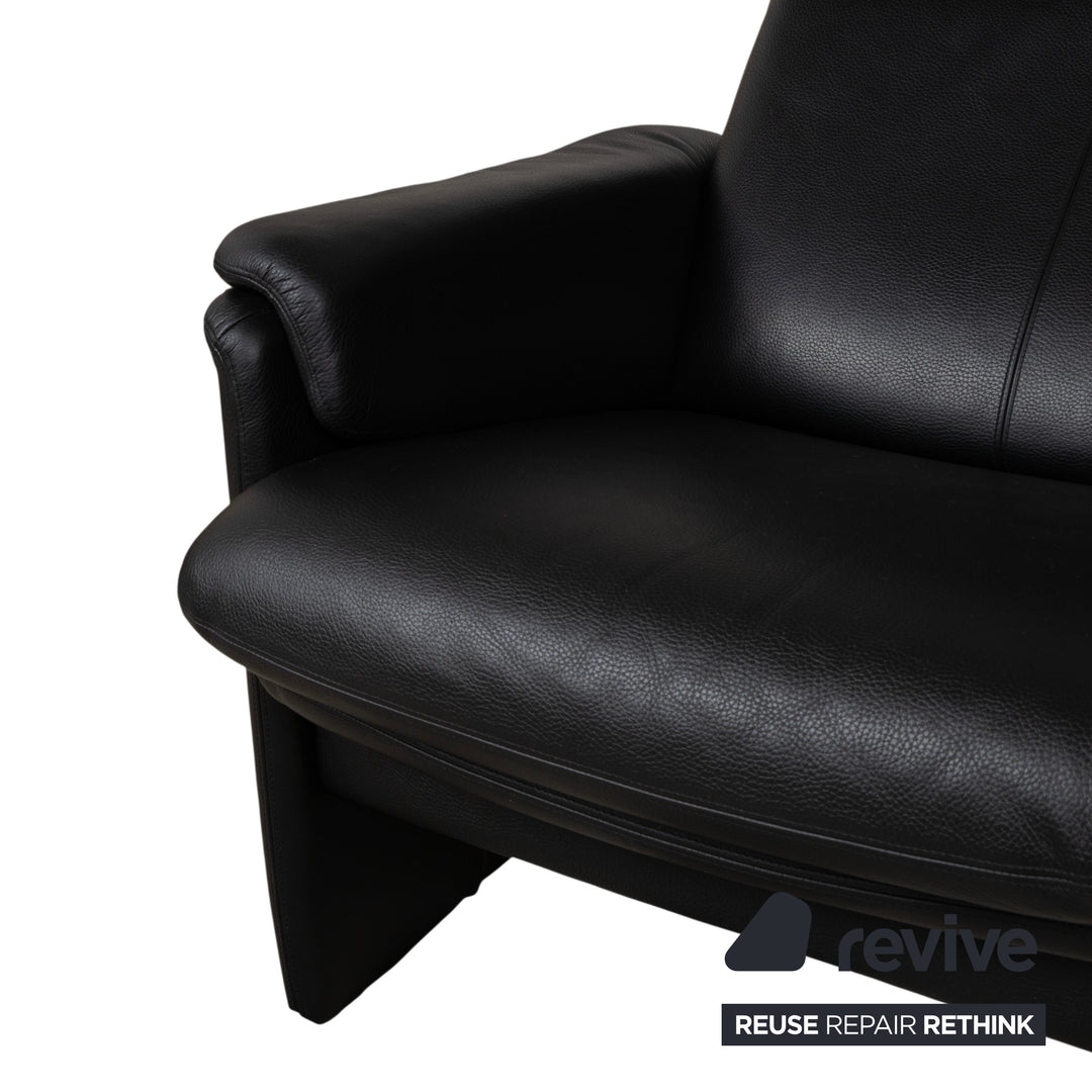 Erpo Lugano Leder Dreisitzer Schwarz manuelle Funktion Sofa Couch