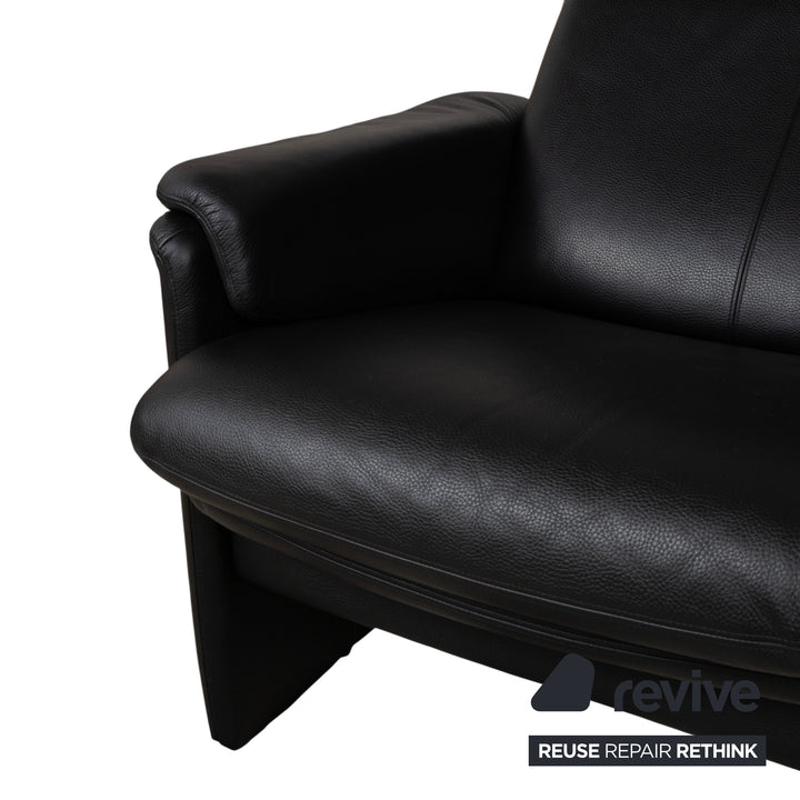 Erpo Lugano Leder Dreisitzer Schwarz manuelle Funktion Sofa Couch