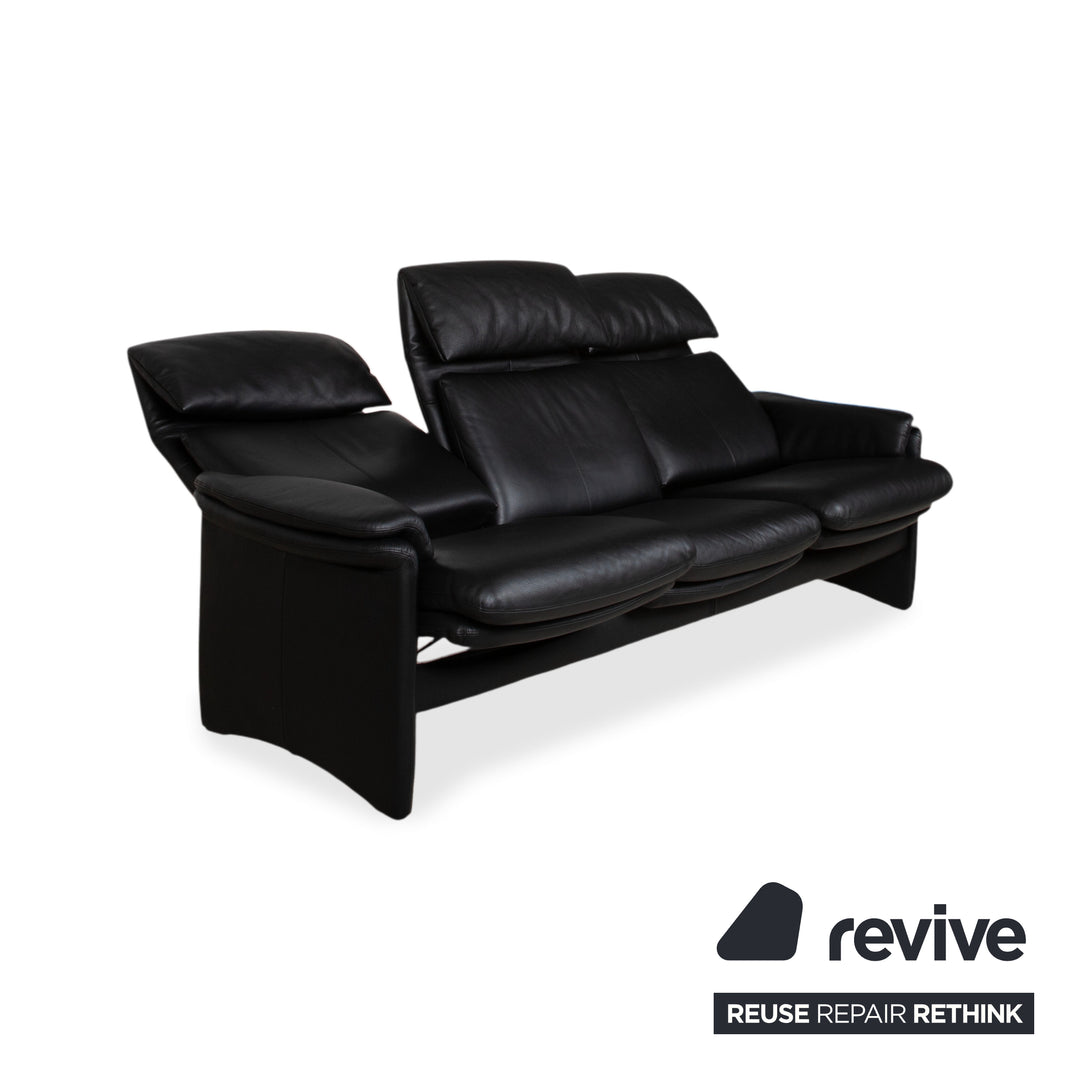 Erpo Lugano Leder Dreisitzer Schwarz manuelle Funktion Sofa Couch