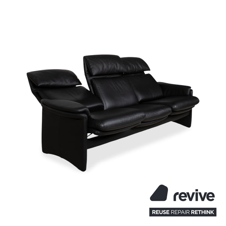 Erpo Lugano Leder Dreisitzer Schwarz manuelle Funktion Sofa Couch