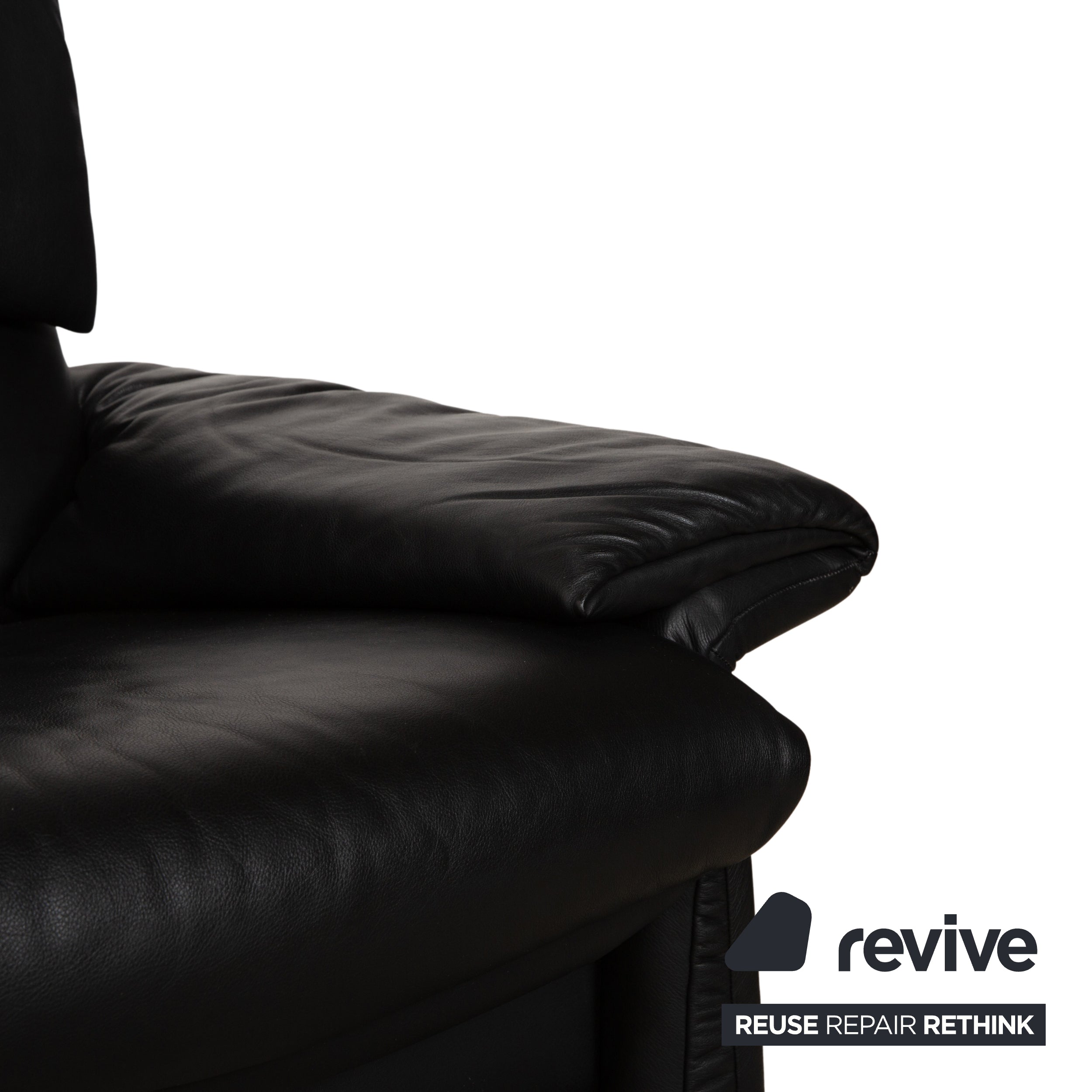 Erpo Lugano Leder Dreisitzer Schwarz Sofa Couch manuelle Funktion