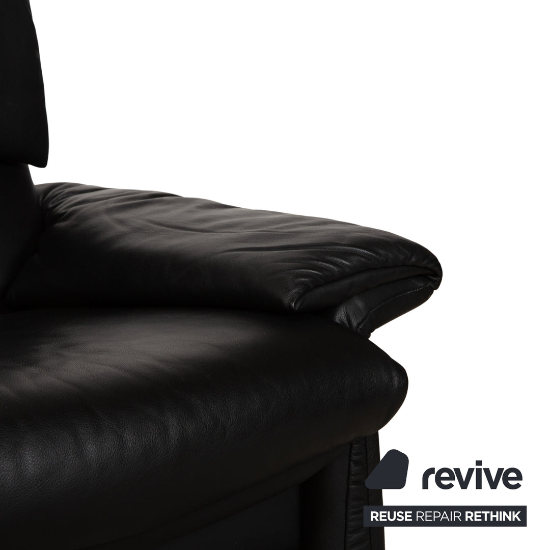 Erpo Lugano Leder Dreisitzer Schwarz Sofa Couch manuelle Funktion