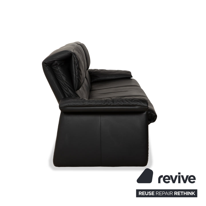 Erpo Lugano Leder Dreisitzer Schwarz Sofa Couch manuelle Funktion