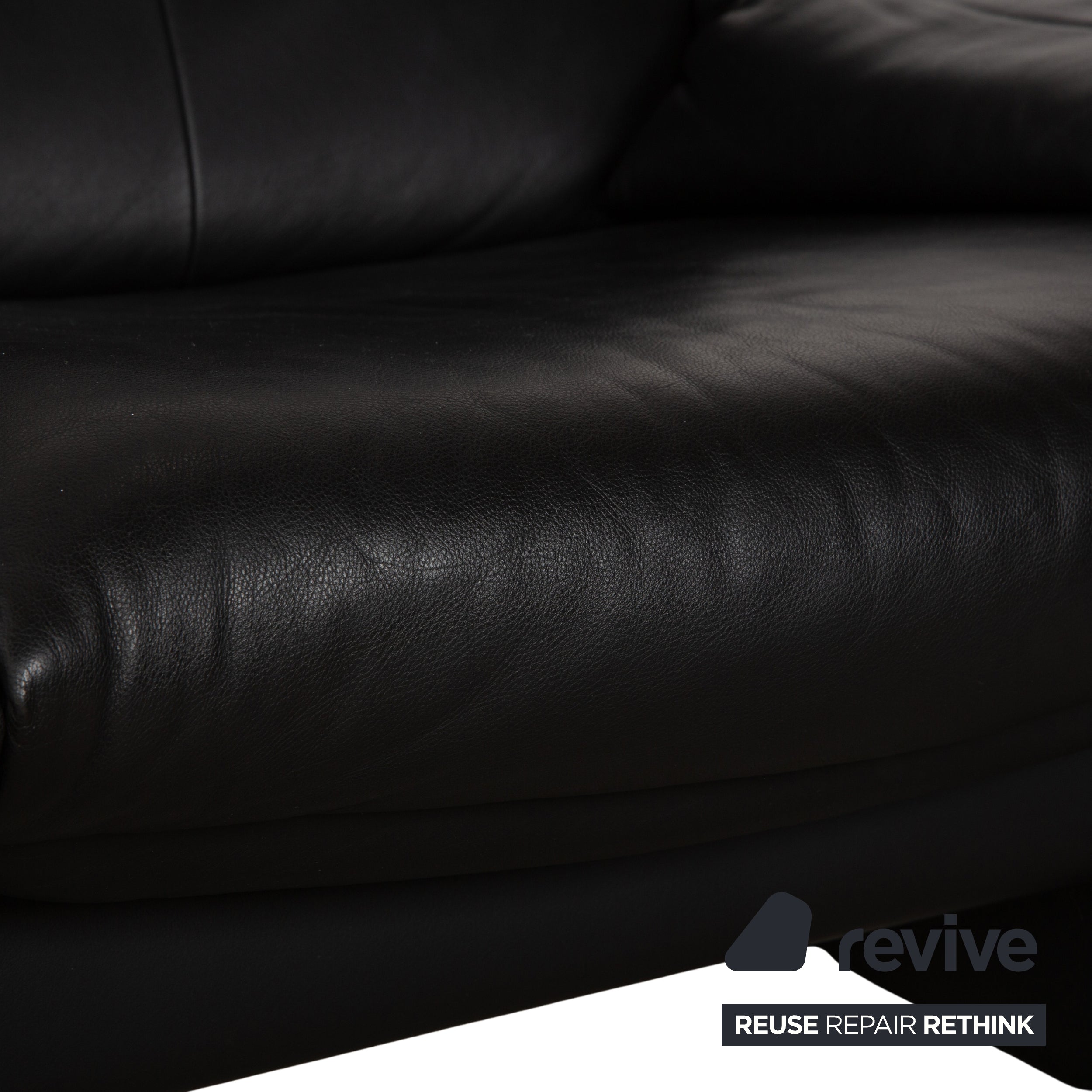Erpo Lugano Leder Dreisitzer Schwarz Sofa Couch manuelle Funktion