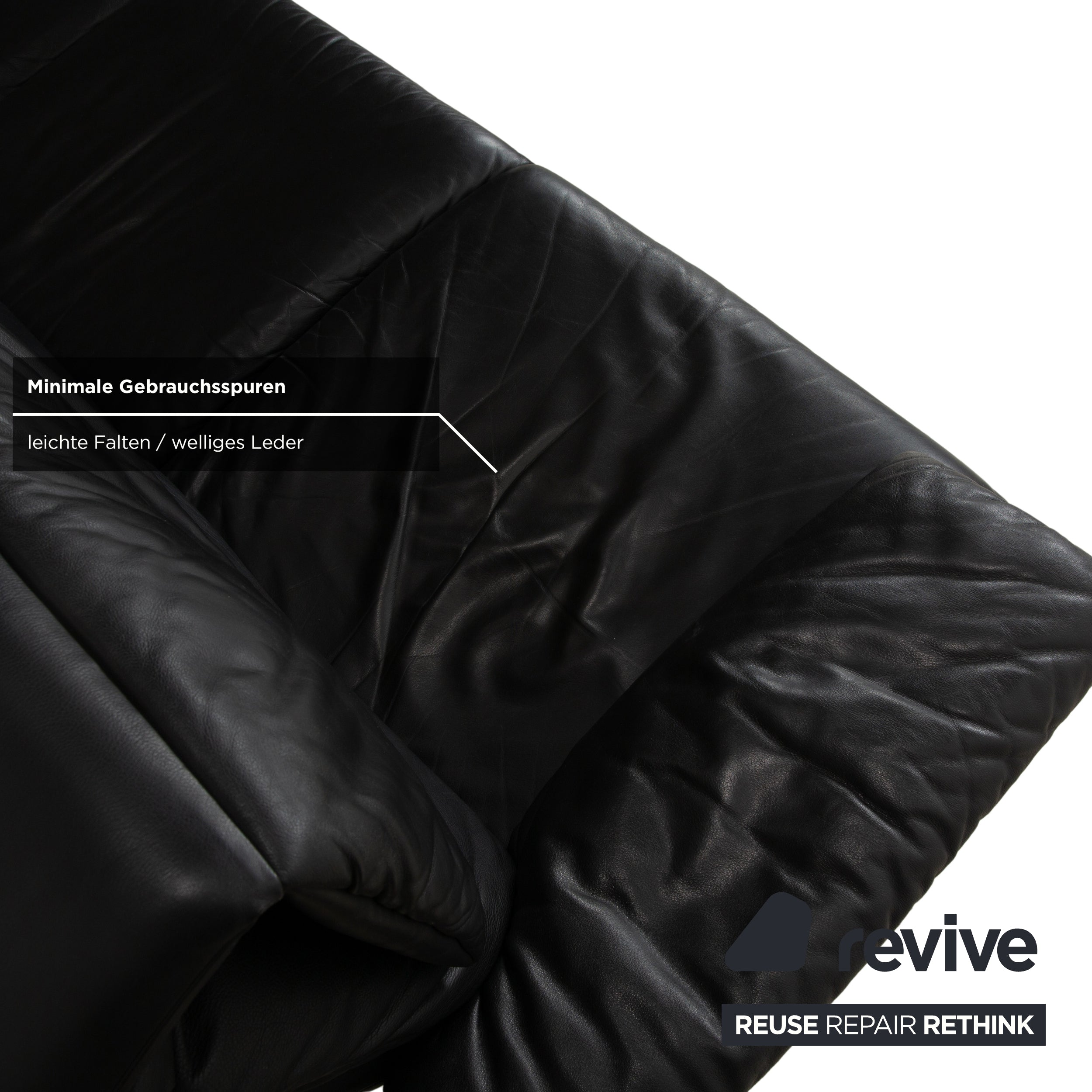 Erpo Lugano Leder Dreisitzer Schwarz Sofa Couch manuelle Funktion