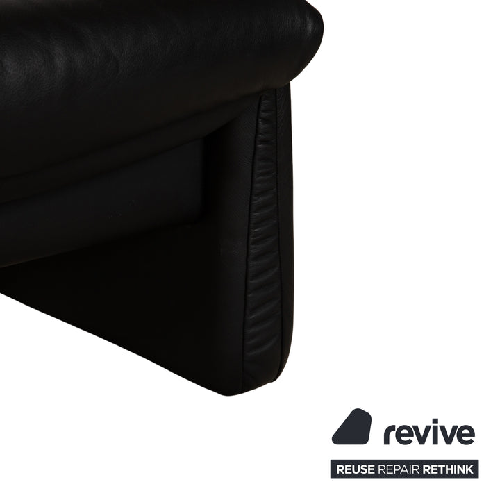 Erpo Lugano Leder Dreisitzer Schwarz Sofa Couch manuelle Funktion