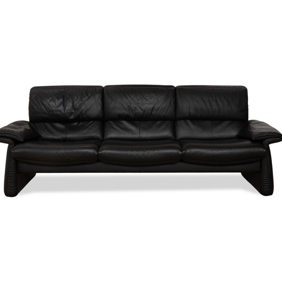 Erpo Lugano Leder Dreisitzer Schwarz Sofa Couch manuelle Funktion