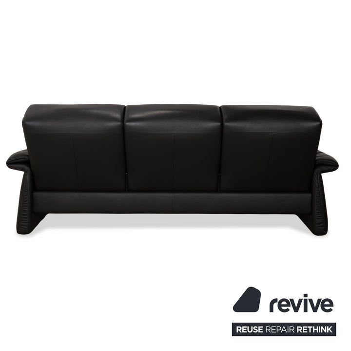 Erpo Lugano Leder Dreisitzer Schwarz Sofa Couch manuelle Funktion