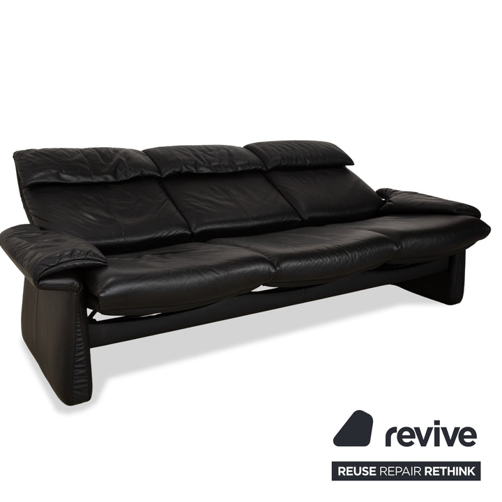 Erpo Lugano Leder Dreisitzer Schwarz Sofa Couch manuelle Funktion