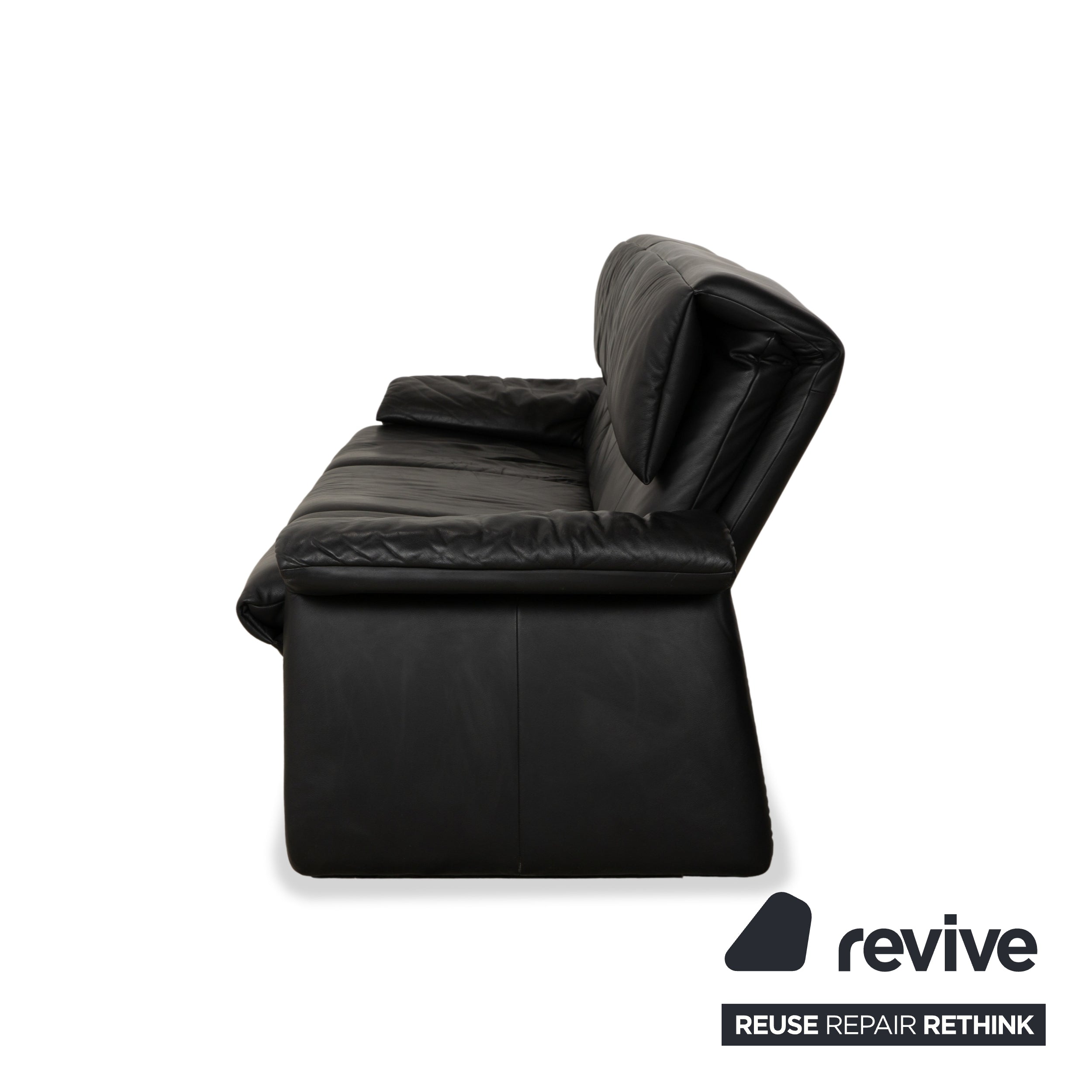 Erpo Lugano Leder Dreisitzer Schwarz Sofa Couch manuelle Funktion
