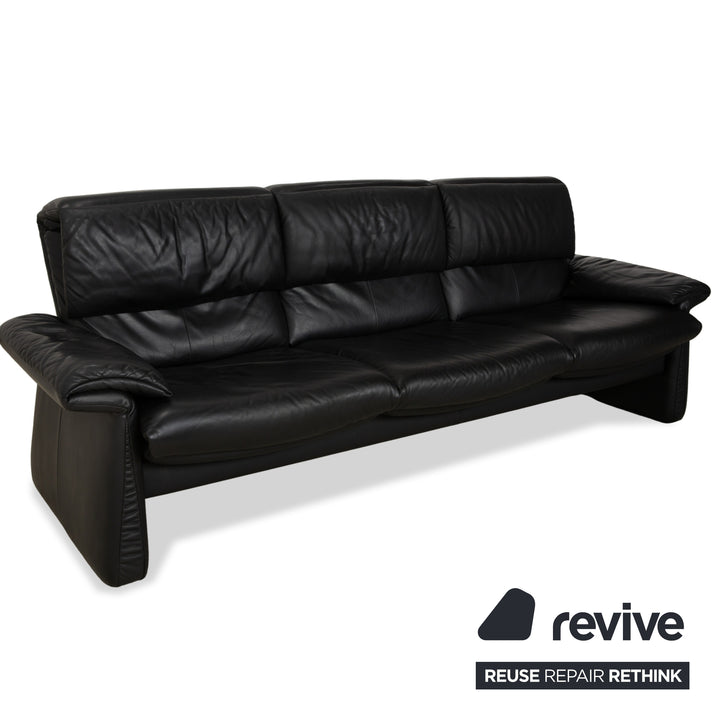 Erpo Lugano Leder Dreisitzer Schwarz Sofa Couch manuelle Funktion