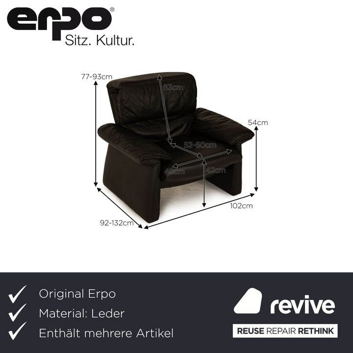 Erpo Lugano ensemble fauteuil en cuir fonction noire