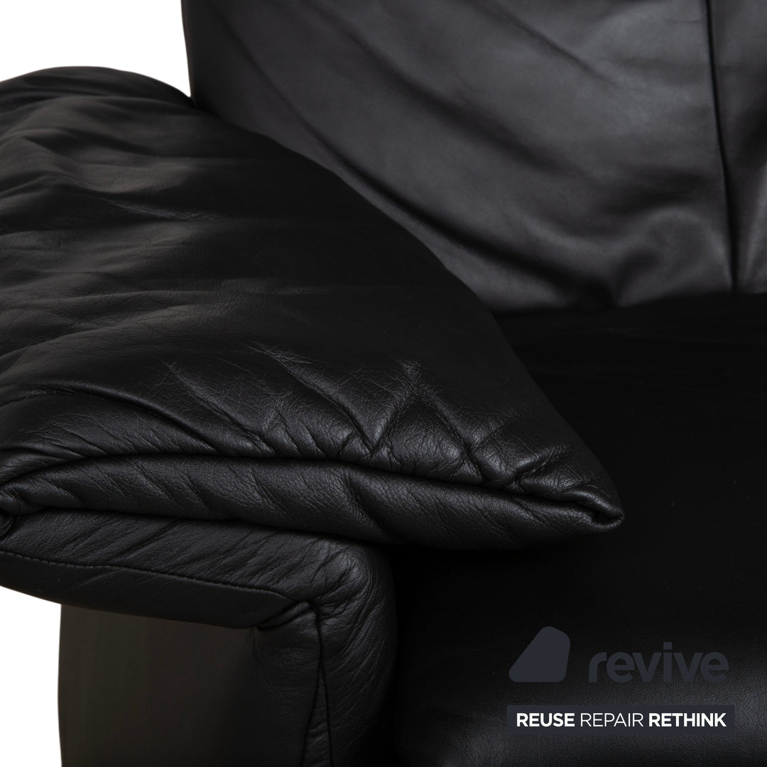 Fauteuil en cuir Erpo Lugano noir, fonction manuelle, fonction relax