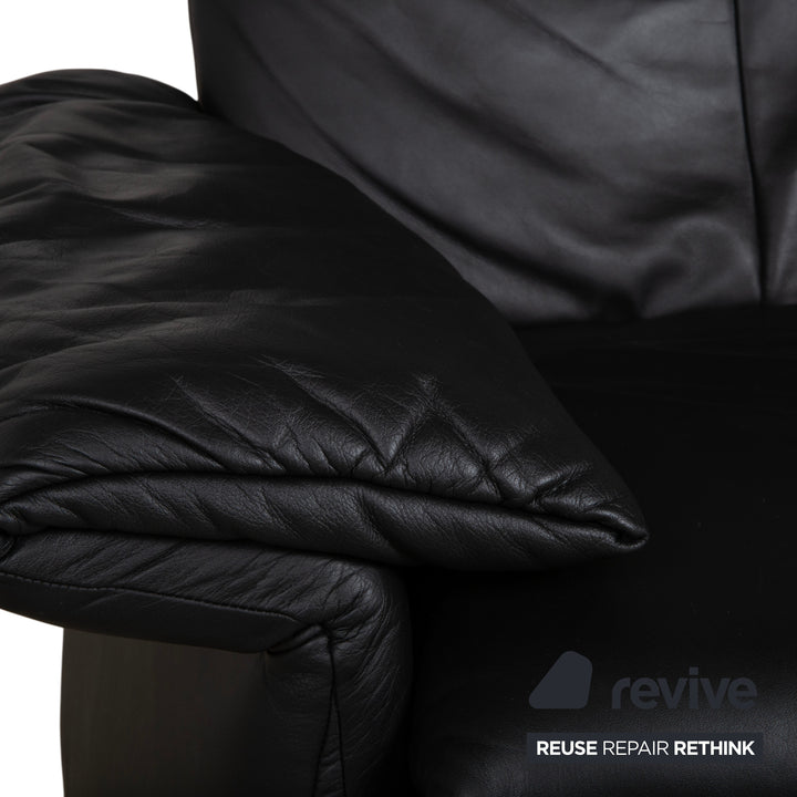 Fauteuil en cuir Erpo Lugano noir, fonction manuelle, fonction relax