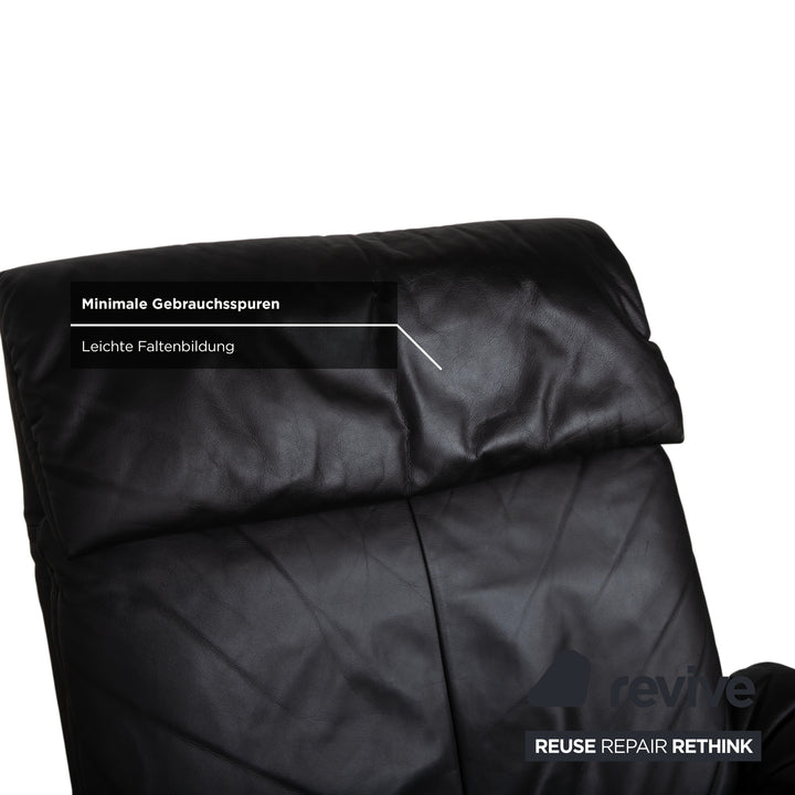 Fauteuil en cuir Erpo Lugano noir, fonction manuelle, fonction relax