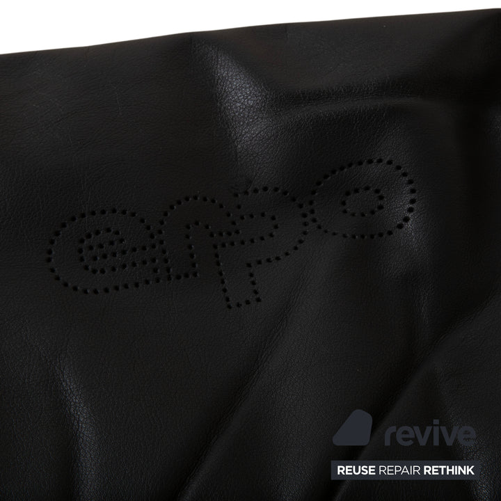 Fauteuil en cuir Erpo Lugano noir, fonction manuelle, fonction relax