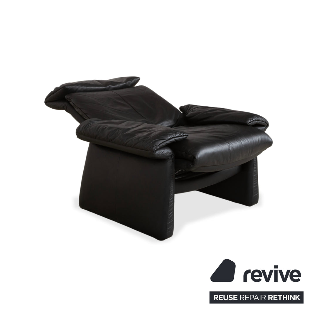 Fauteuil en cuir Erpo Lugano noir, fonction manuelle, fonction relax