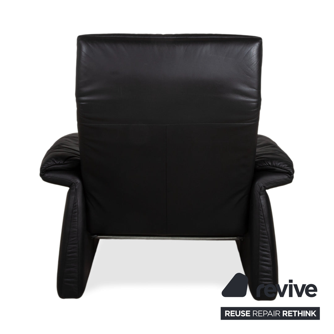 Fauteuil en cuir Erpo Lugano noir, fonction manuelle, fonction relax
