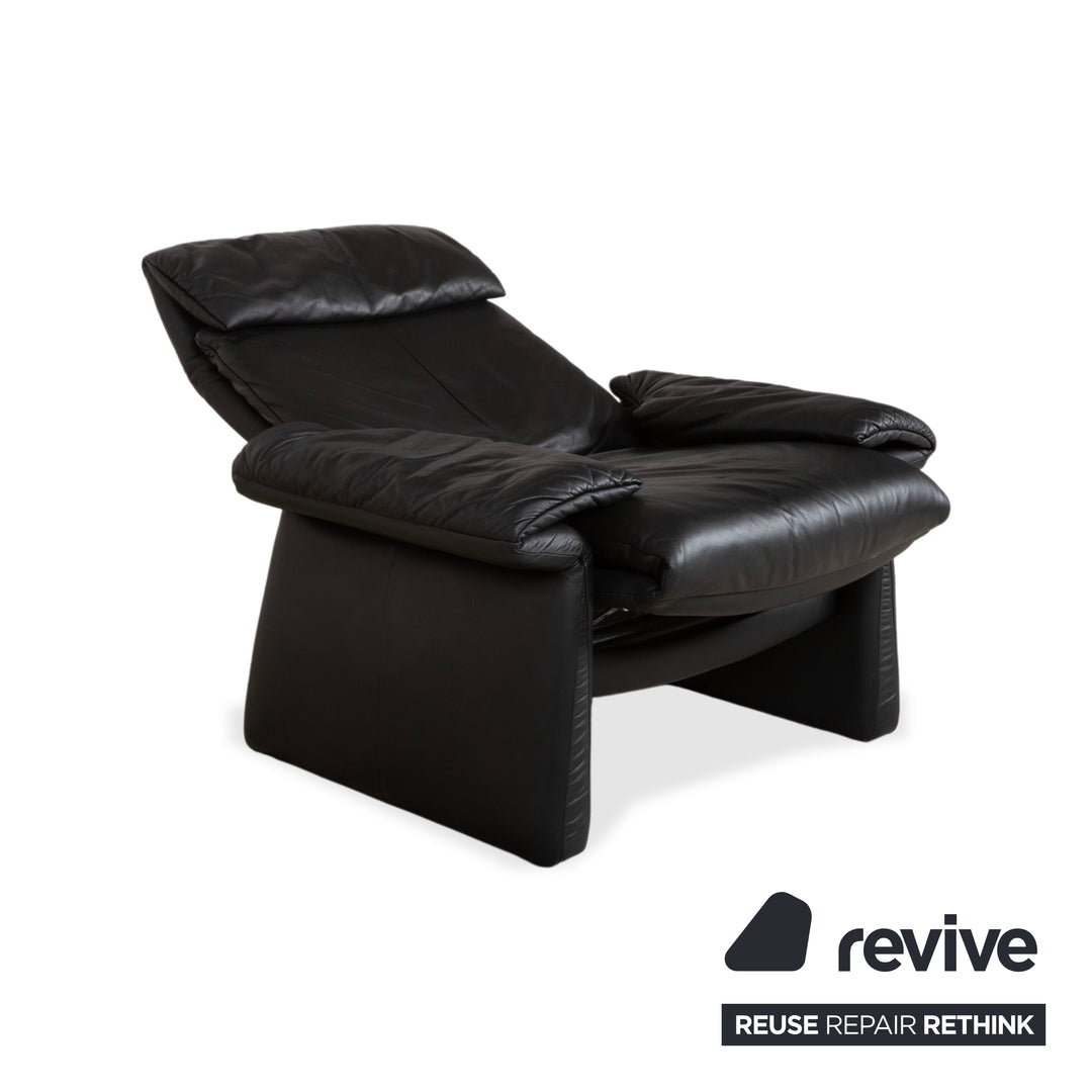 Fauteuil en cuir Erpo Lugano noir, fonction manuelle, fonction relax
