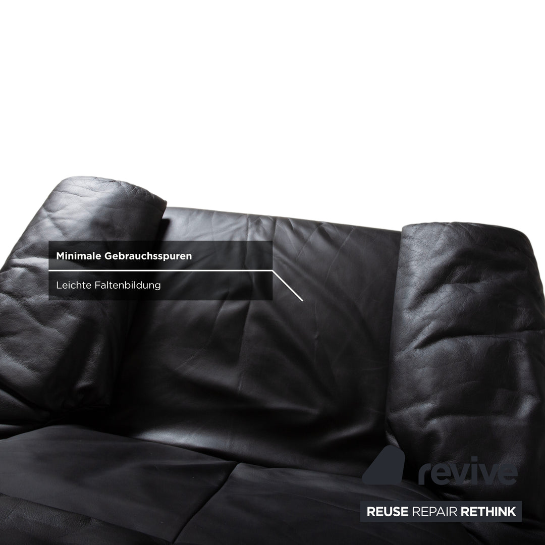 Fauteuil en cuir Erpo Lugano noir, fonction manuelle, fonction relax