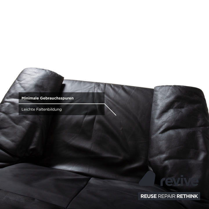 Fauteuil en cuir Erpo Lugano noir, fonction manuelle, fonction relax