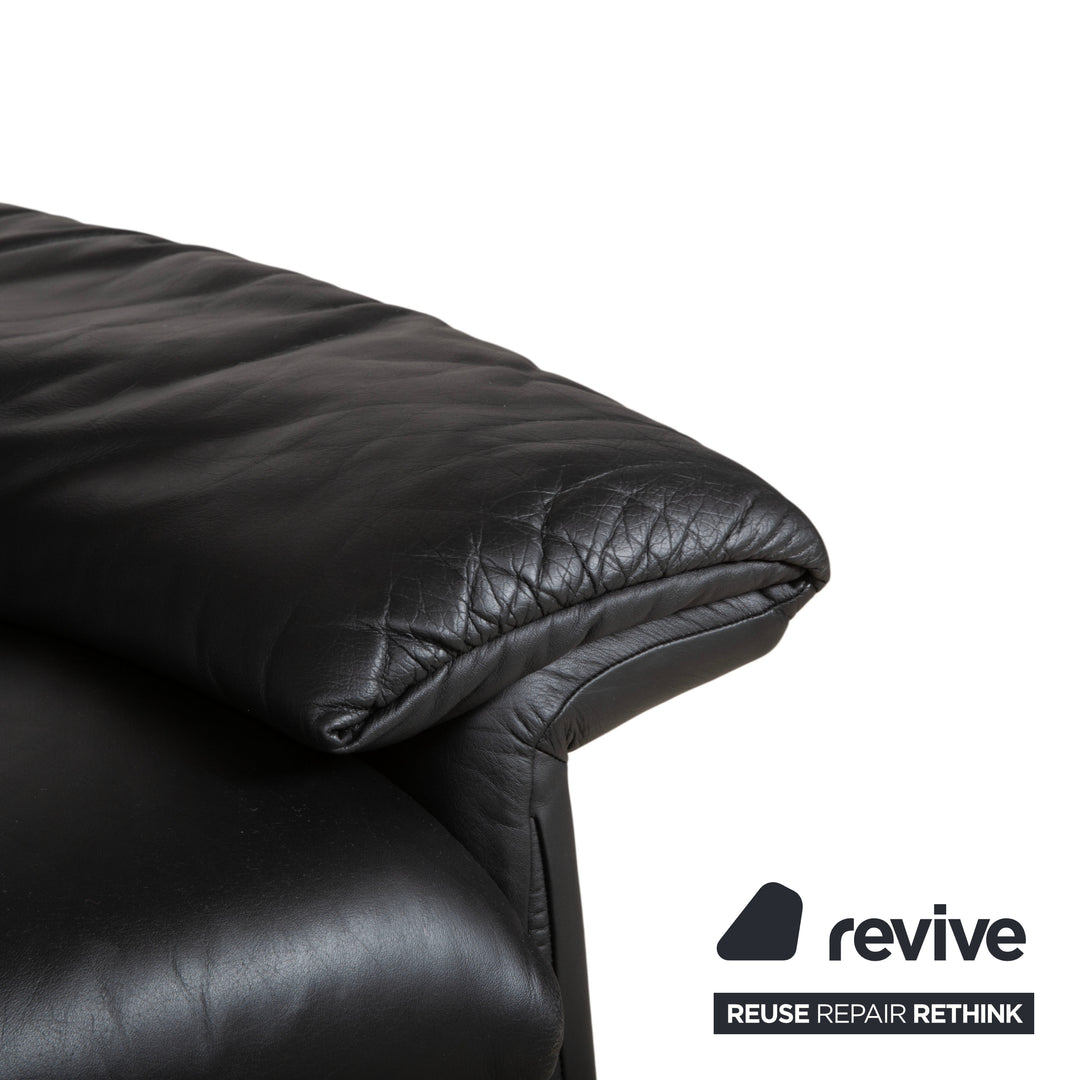 Fauteuil en cuir Erpo Lugano noir, fonction manuelle, fonction relax