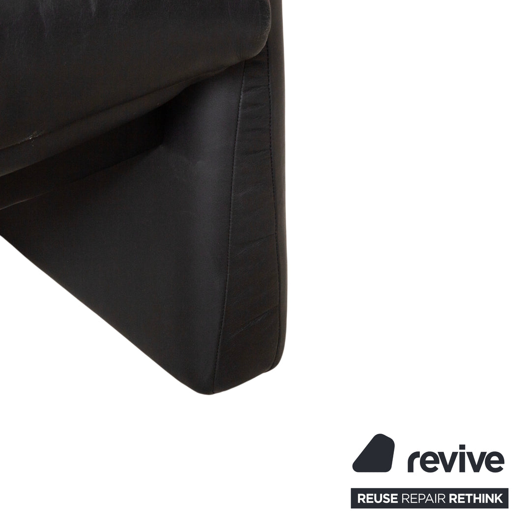 Fauteuil en cuir Erpo Lugano noir, fonction manuelle, fonction relax