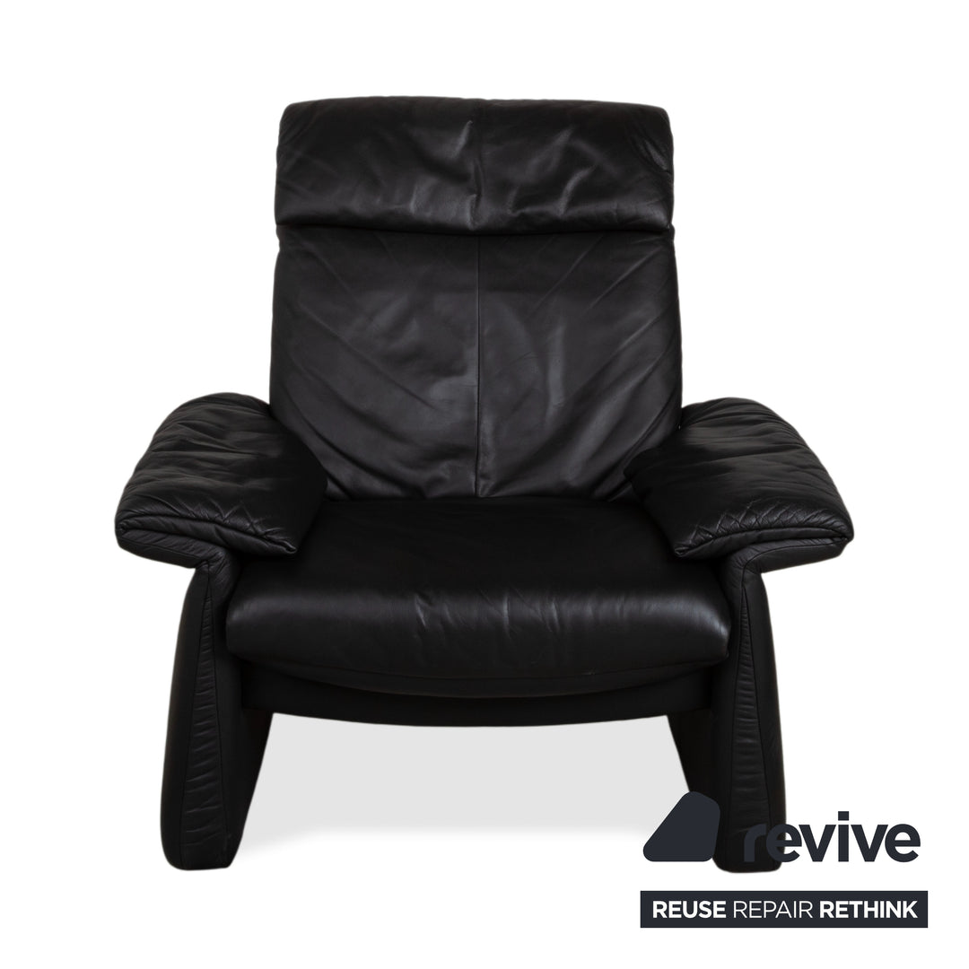 Fauteuil en cuir Erpo Lugano noir, fonction manuelle, fonction relax