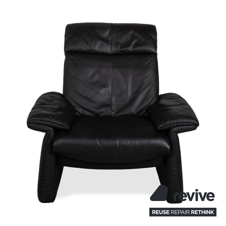 Fauteuil en cuir Erpo Lugano noir, fonction manuelle, fonction relax