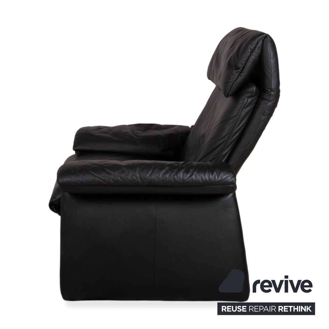 Fauteuil en cuir Erpo Lugano noir, fonction manuelle, fonction relax