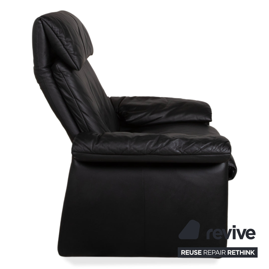 Fauteuil en cuir Erpo Lugano noir, fonction manuelle, fonction relax