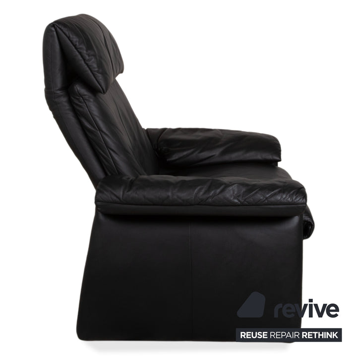 Fauteuil en cuir Erpo Lugano noir, fonction manuelle, fonction relax