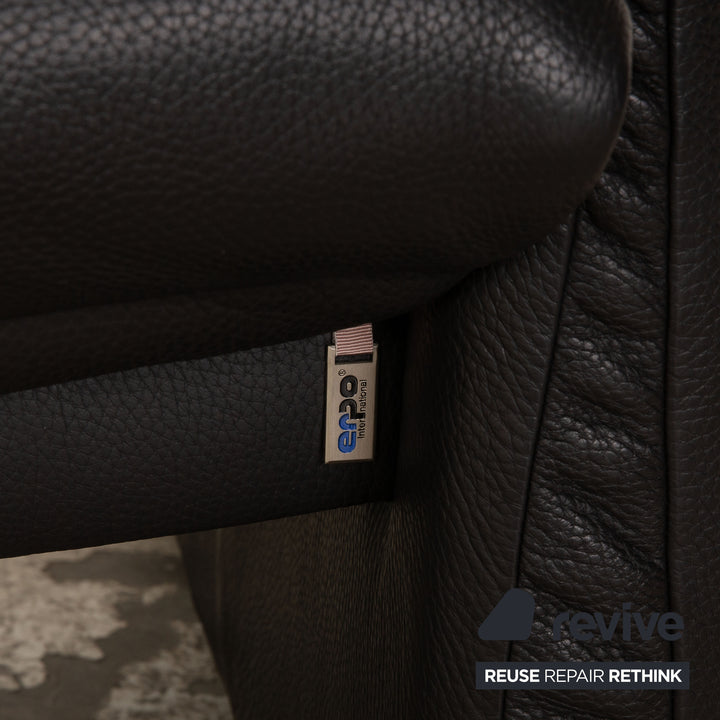 Erpo Lugano Leder Sofa Garnitur Anthrazit Zweisitzer Sessel Hocker Couch Funktion