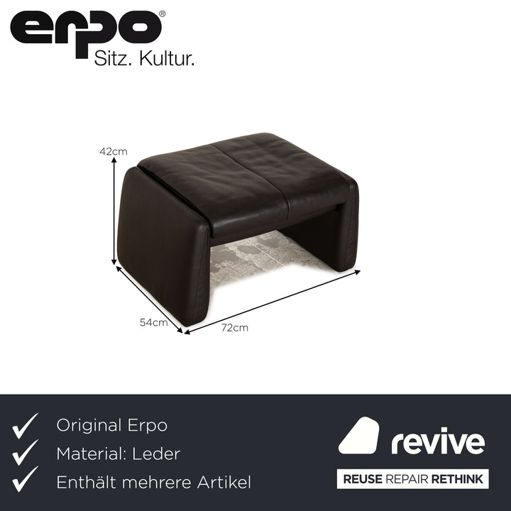 Erpo Lugano Leder Sofa Garnitur Anthrazit Zweisitzer Sessel Hocker Couch Funktion