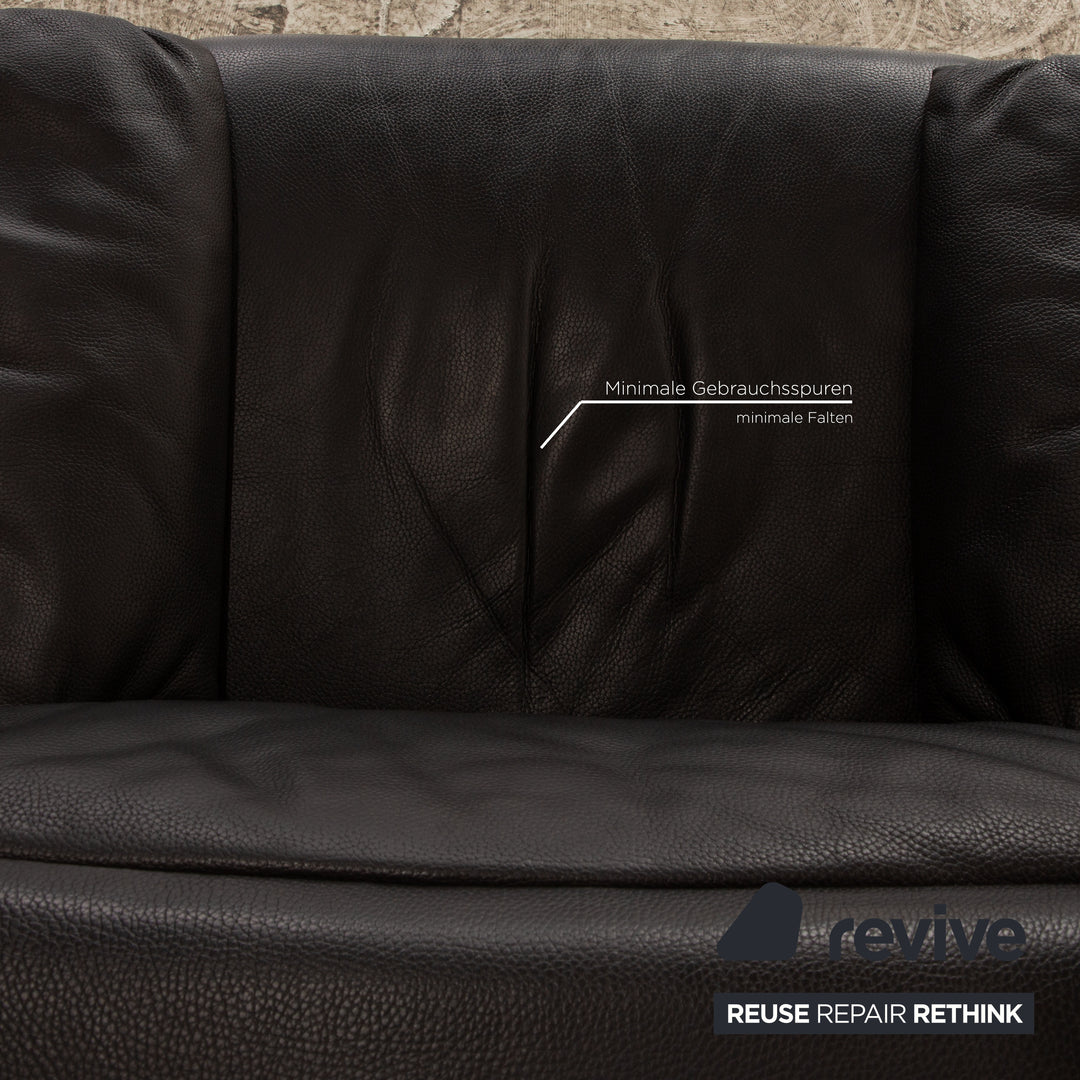 Erpo Lugano Leder Sofa Garnitur Anthrazit Zweisitzer Sessel Hocker Couch Funktion