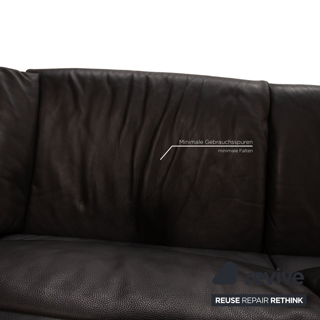 Erpo Lugano Leder Sofa Garnitur Anthrazit Zweisitzer Sessel Hocker Couch Funktion