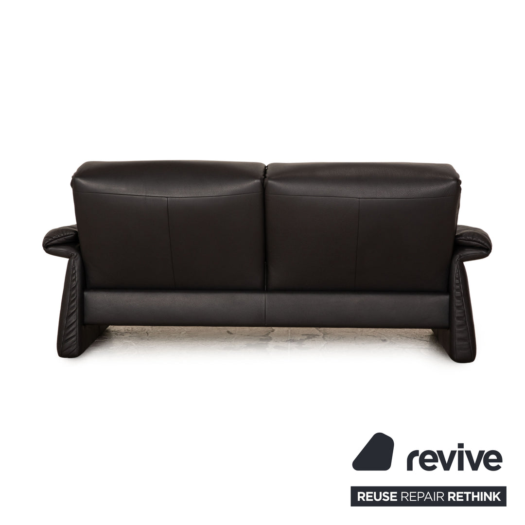 Erpo Lugano Leder Sofa Garnitur Anthrazit Zweisitzer Sessel Hocker Couch Funktion