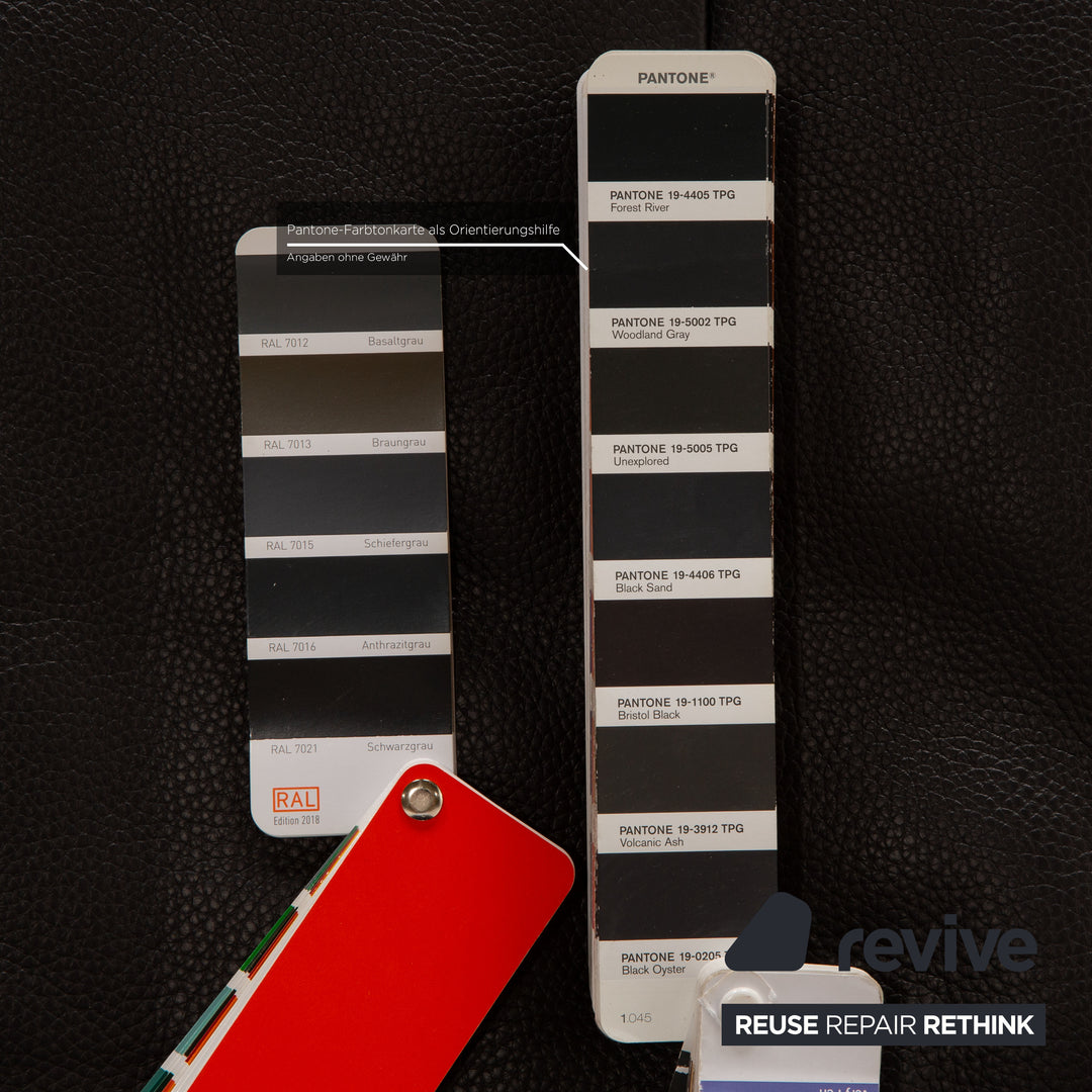 Erpo Lugano Leder Sofa Garnitur Anthrazit Zweisitzer Sessel Hocker Couch Funktion