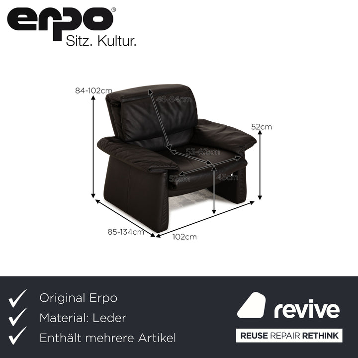 Erpo Lugano Leder Sofa Garnitur Anthrazit Zweisitzer Sessel Hocker Couch Funktion