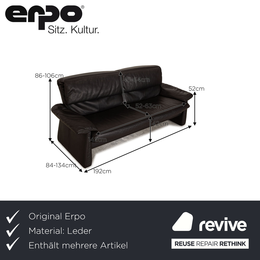 Erpo Lugano Leder Sofa Garnitur Anthrazit Zweisitzer Sessel Hocker Couch Funktion