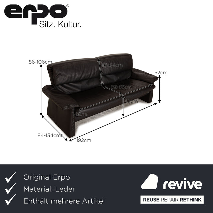 Erpo Lugano Leder Sofa Garnitur Anthrazit Zweisitzer Sessel Hocker Couch Funktion