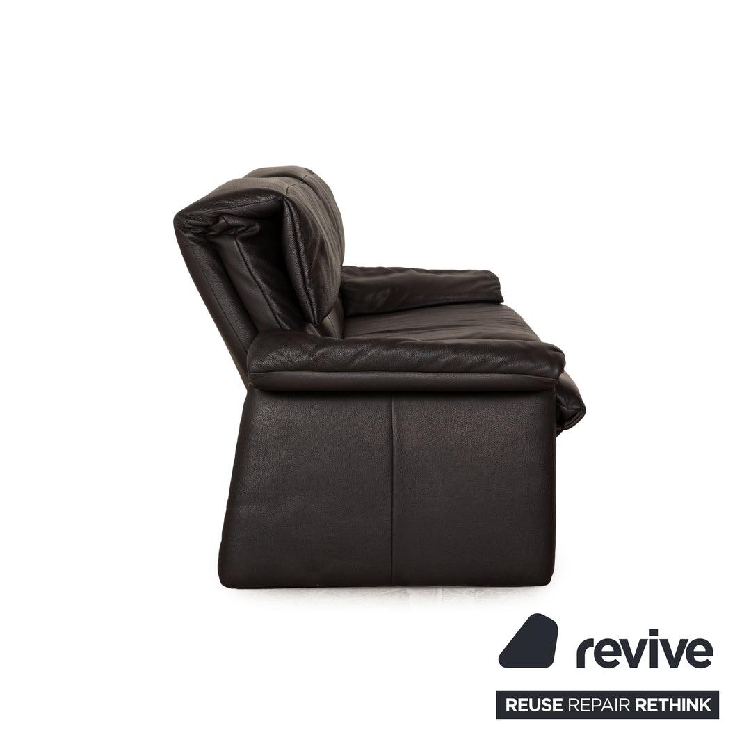 Erpo Lugano Leder Sofa Garnitur Anthrazit Zweisitzer Sessel Hocker Couch Funktion