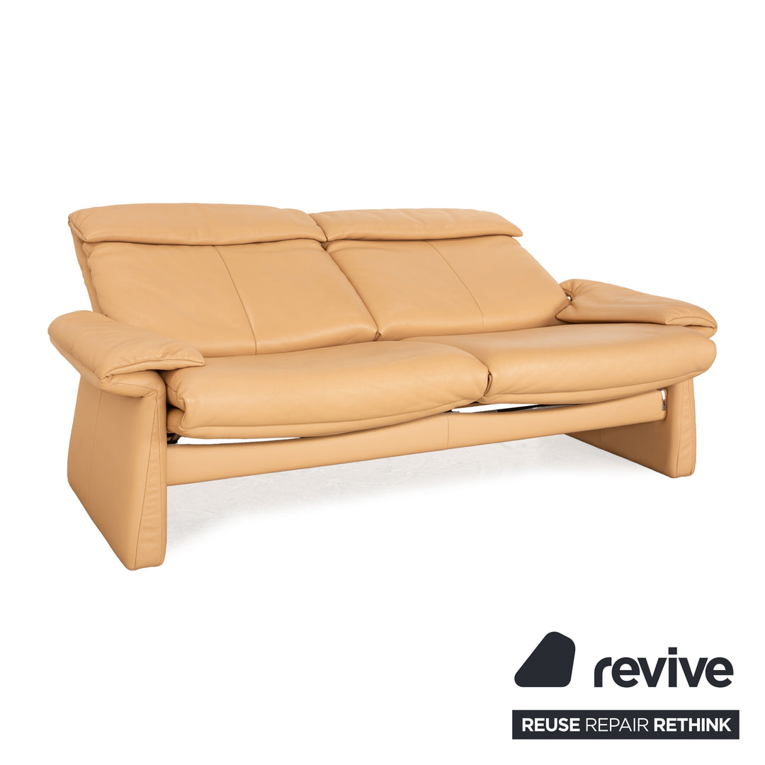 Erpo Lugano Leather Two Seater Beige Manual Function Sofa Couch