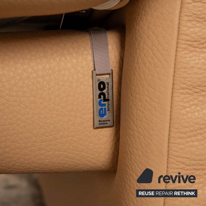 Erpo Lugano Leder Zweisitzer Beige manuelle Funktion Sofa Couch