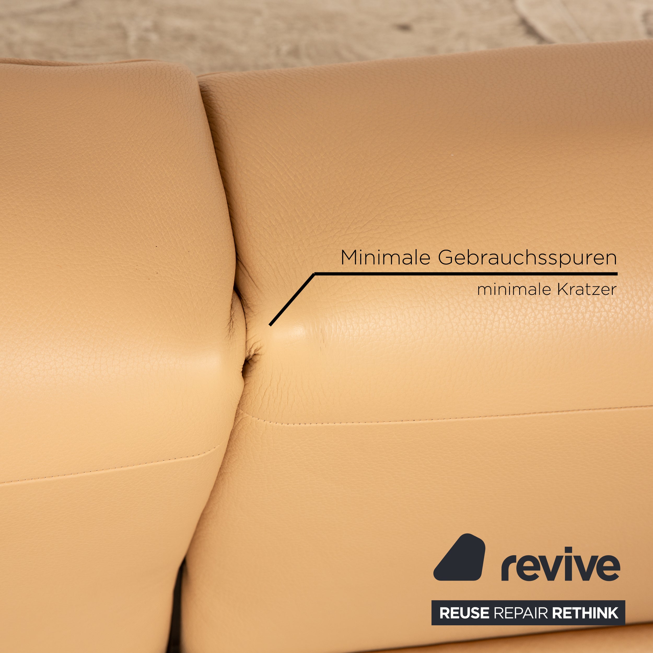 Erpo Lugano Leder Zweisitzer Beige manuelle Funktion Sofa Couch